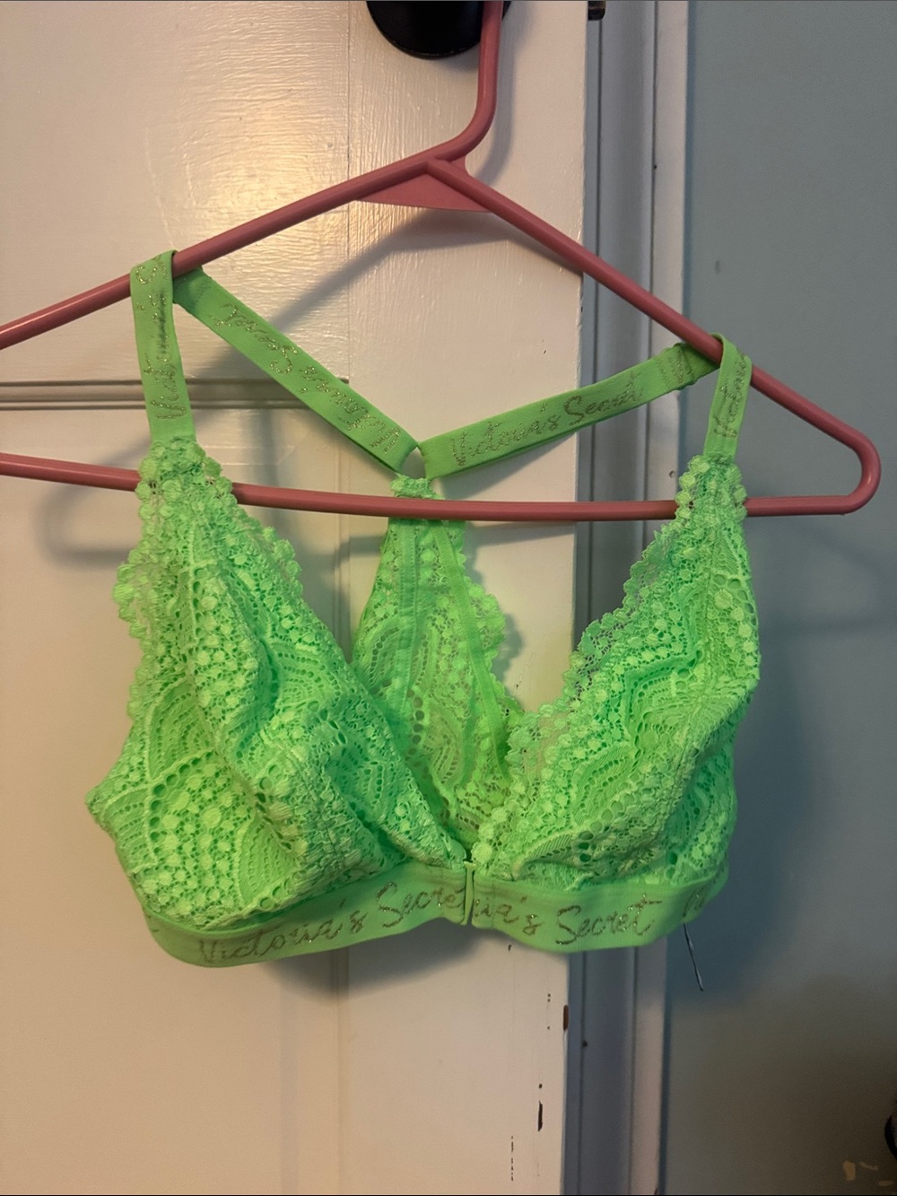 Victoria's Secret Neon Lace Bralette in Lime Green